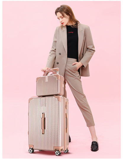 2-Piece Standard Cabin Carry-On Luggage Suitcase Set (Rose Gold) - Dshop.com.au