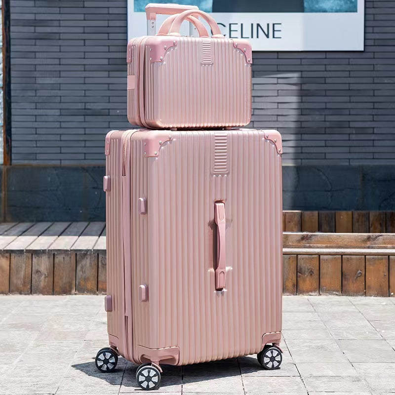 2-Piece Standard Cabin Carry-On Luggage Suitcase Set (Rose Gold) - Dshop.com.au