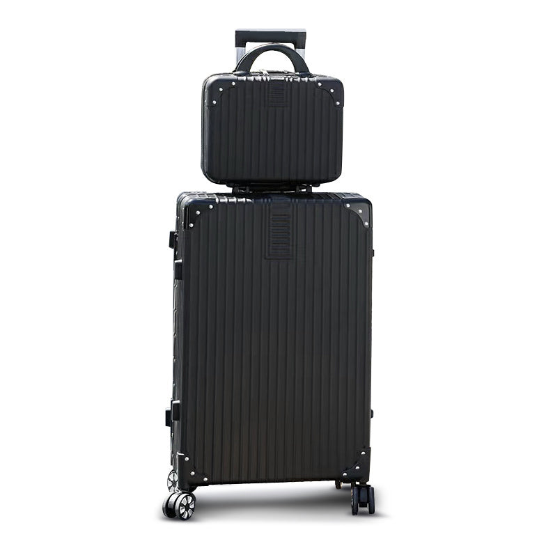 2-Piece Deluxe Tough Carry-On Luggage Suitcase Set (Black) - Dshop.com.au