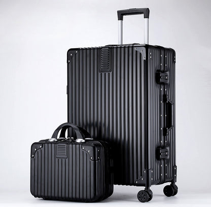 2-Piece Deluxe Tough Carry-On Luggage Suitcase Set (Black) - Dshop.com.au