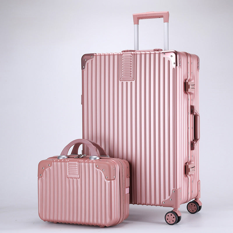 2-Piece Deluxe Tough Carry-On Luggage Suitcase Set (Rose Gold) - Dshop.com.au