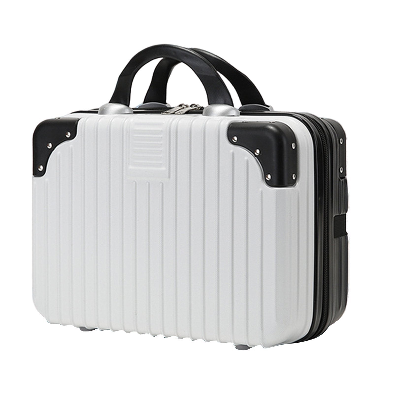 2-Piece Deluxe Tough Carry-On Luggage Suitcase Set (Black & White) - Dshop.com.au