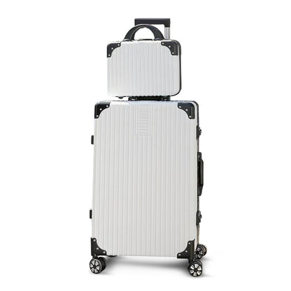 2-Piece Deluxe Tough Carry-On Luggage Suitcase Set (Black & White) - Dshop.com.au