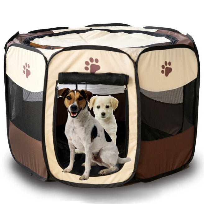 XL Portable Foldable Pet Dog Cat Playpen (Extra Large, Chocolate & Cream) - Dshop.com.au