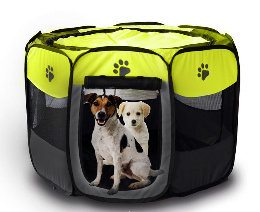 Large Portable Foldable Pet Dog Cat Playpen (Large, Black & Yellow) - Dshop.com.au