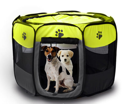 Large Portable Foldable Pet Dog Cat Playpen (Large, Black & Yellow) - Dshop.com.au