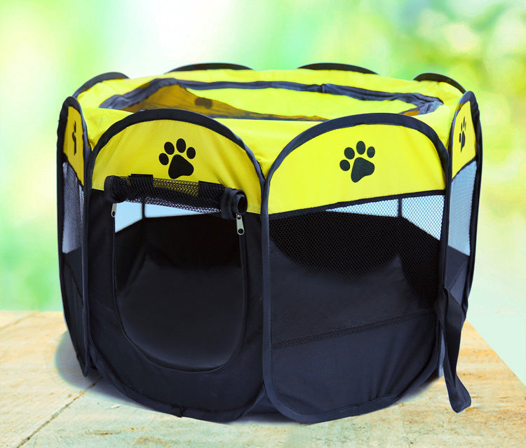 Large Portable Foldable Pet Dog Cat Playpen (Large, Black & Yellow) - Dshop.com.au