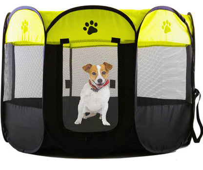 Large Portable Foldable Pet Dog Cat Playpen (Large, Black & Yellow) - Dshop.com.au