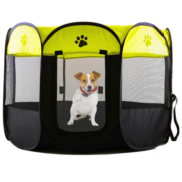 Large Portable Foldable Pet Dog Cat Playpen (Large, Black & Yellow) - Dshop.com.au