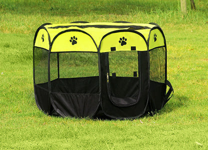 Large Portable Foldable Pet Dog Cat Playpen (Large, Black & Yellow) - Dshop.com.au