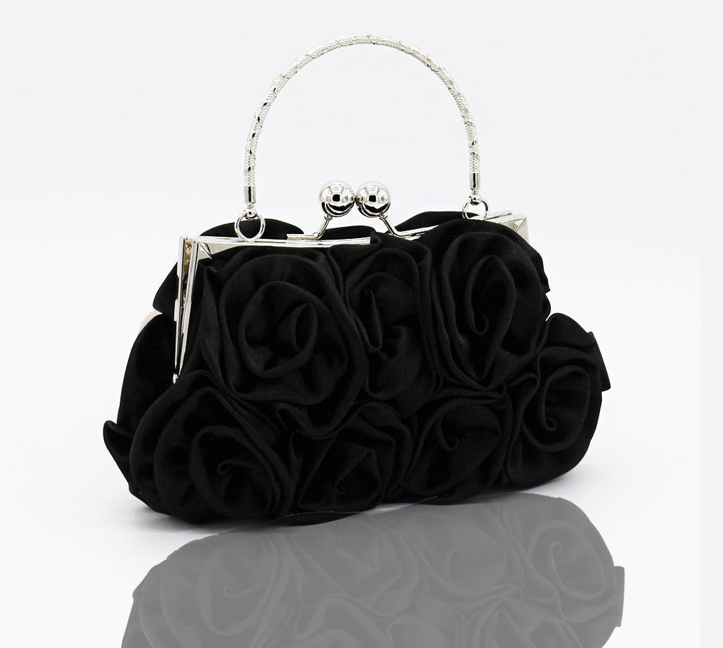 Deluxe Rose Ladies Event Evening Purse Bag (Black) - Dshop.com.au