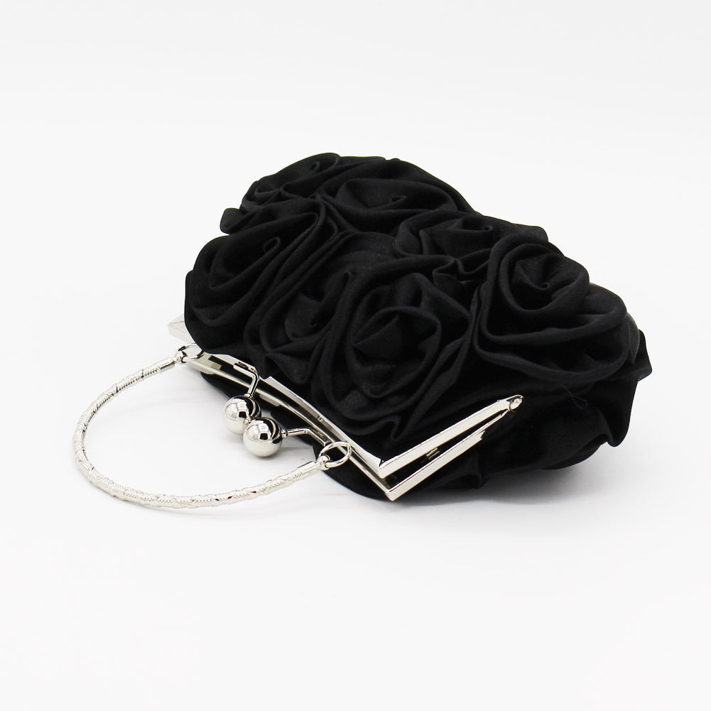 Deluxe Rose Ladies Event Evening Purse Bag (Black) - Dshop.com.au