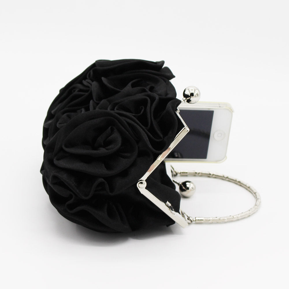 Deluxe Rose Ladies Event Evening Purse Bag (Black) - Dshop.com.au