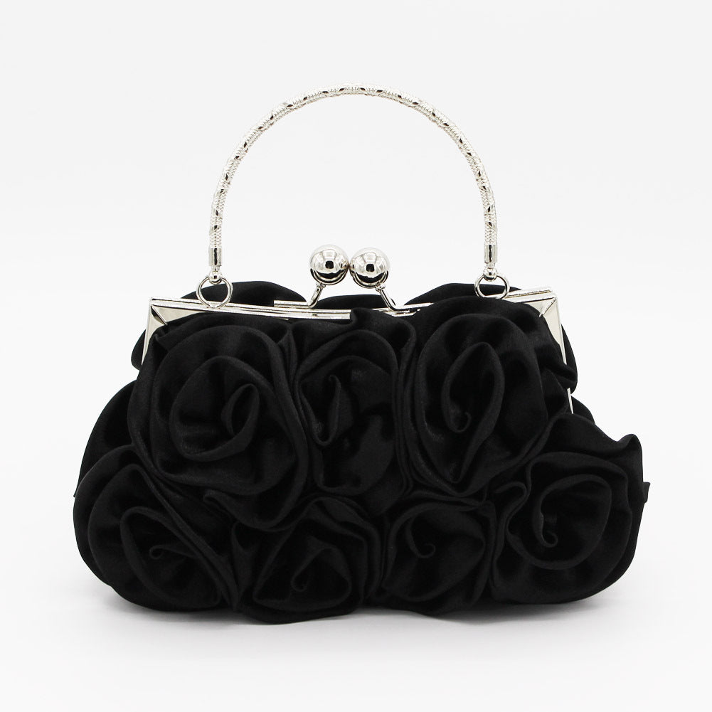 Deluxe Rose Ladies Event Evening Purse Bag (Black) - Dshop.com.au