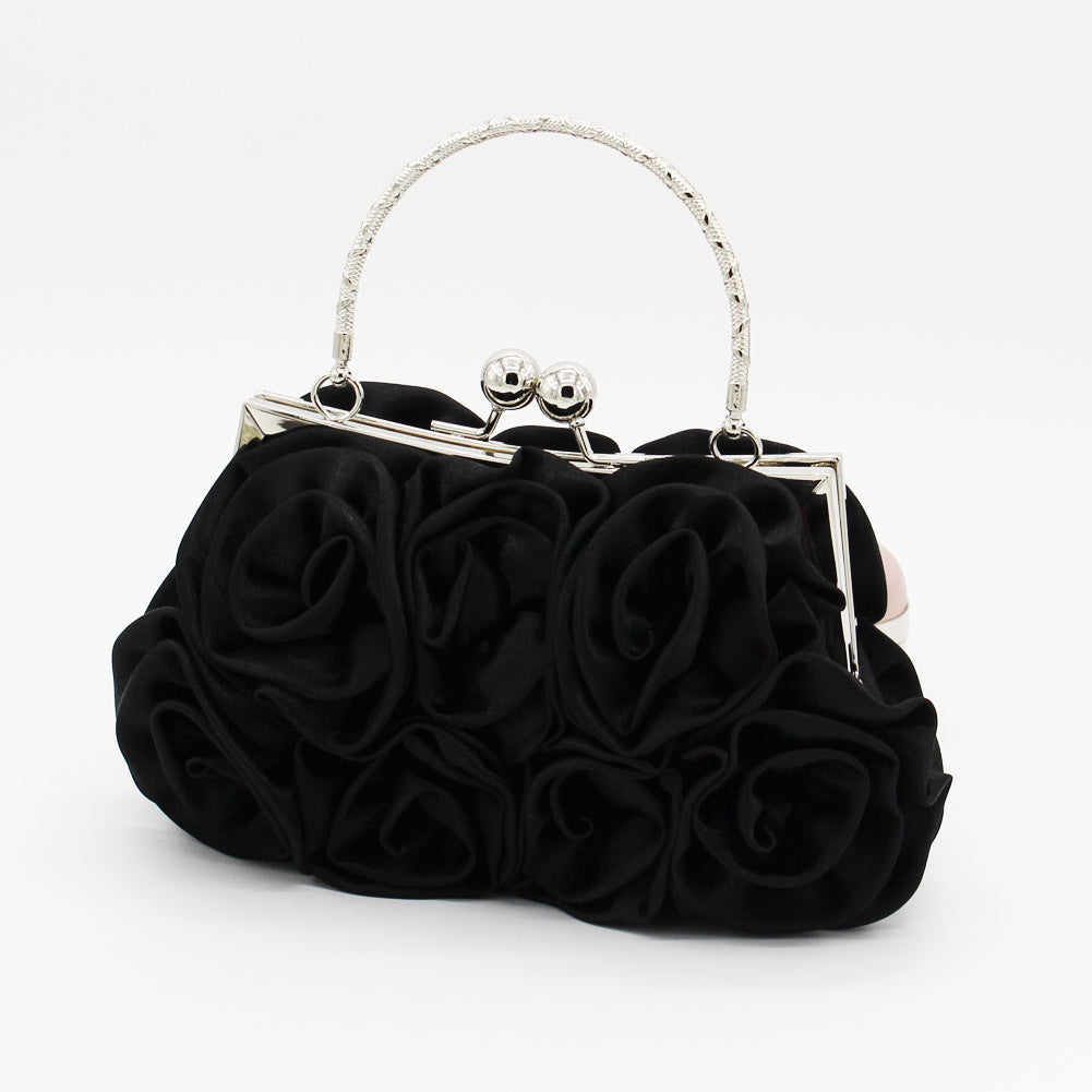 Deluxe Rose Ladies Event Evening Purse Bag (Black) - Dshop.com.au