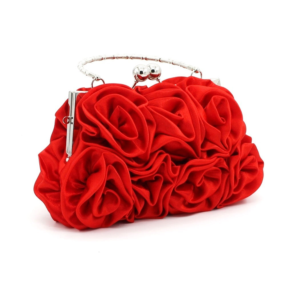 Deluxe Rose Ladies Event Evening Purse Bag (Red) - Dshop.com.au