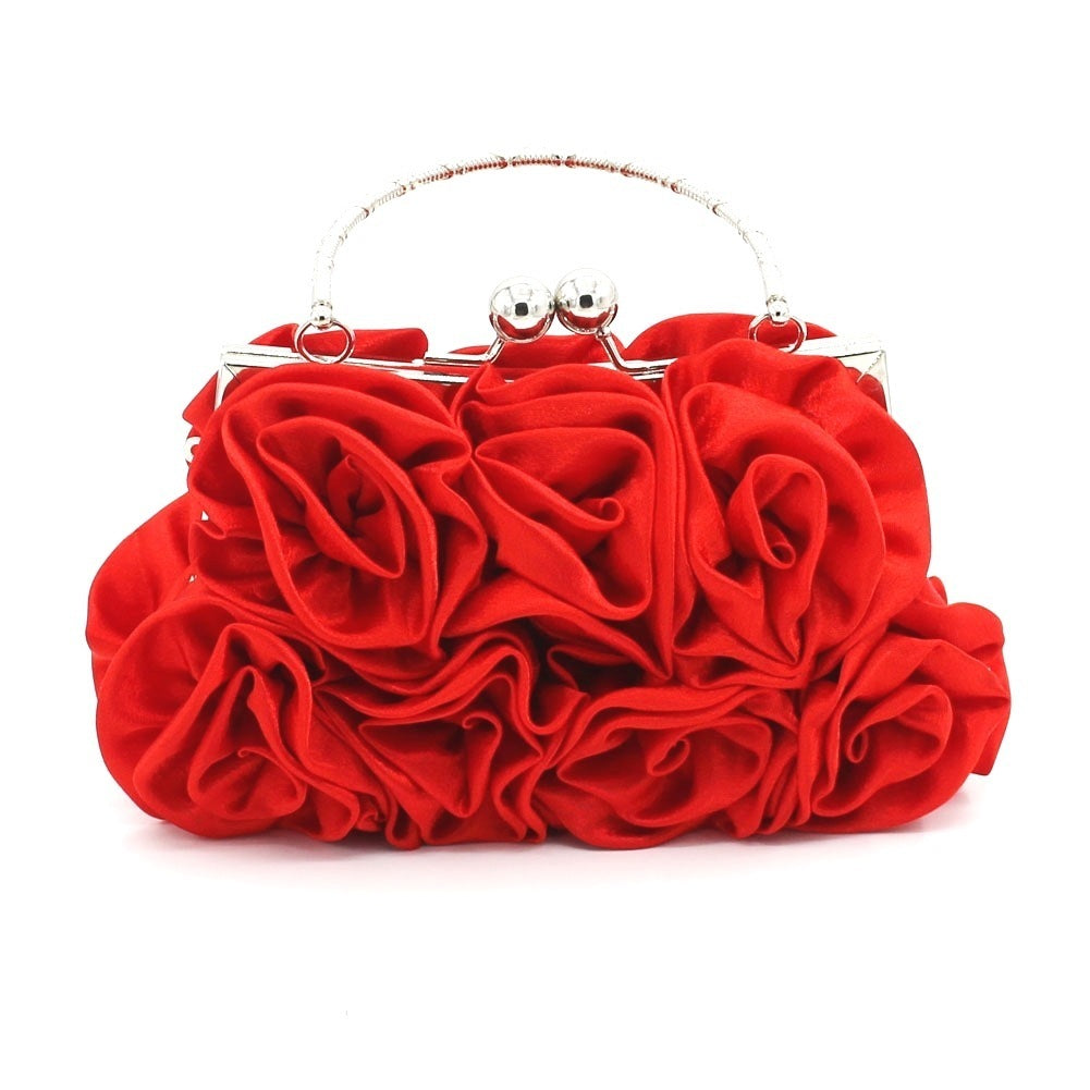 Deluxe Rose Ladies Event Evening Purse Bag (Red) - Dshop.com.au