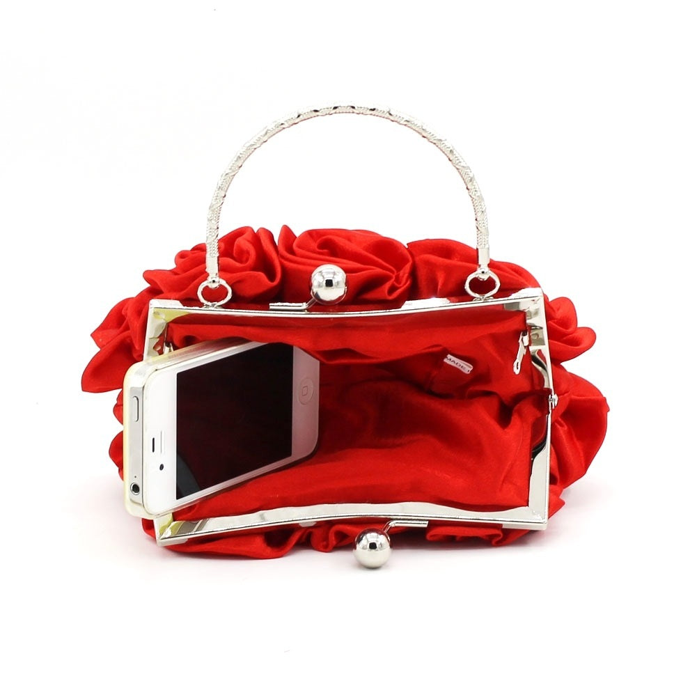 Deluxe Rose Ladies Event Evening Purse Bag (Red) - Dshop.com.au