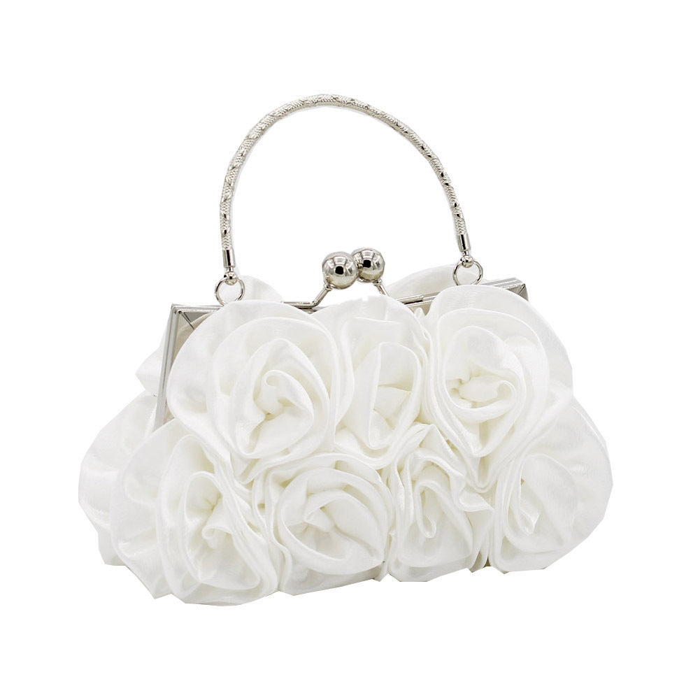 Deluxe Rose Ladies Event Evening Purse Bag (White) - Dshop.com.au