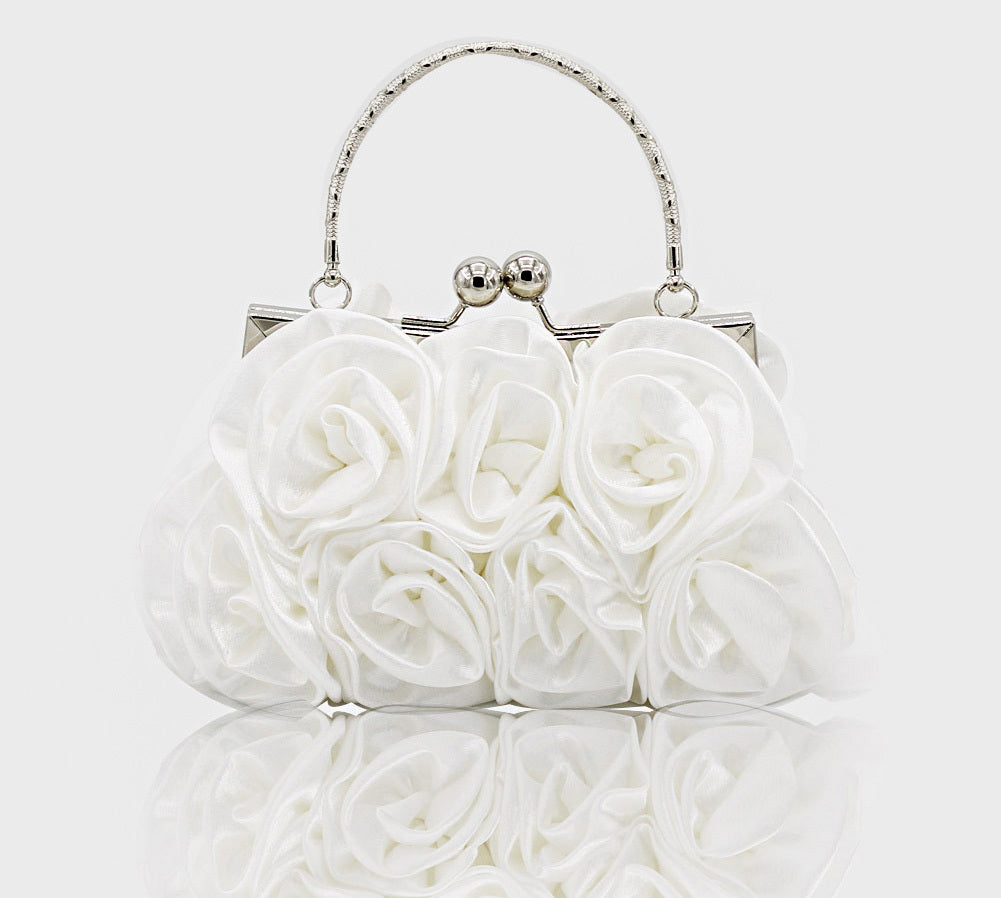 Deluxe Rose Ladies Event Evening Purse Bag (White) - Dshop.com.au