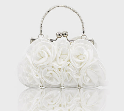 Deluxe Rose Ladies Event Evening Purse Bag (White) - Dshop.com.au