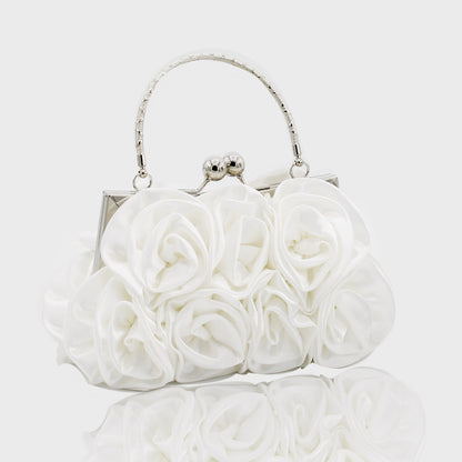 Deluxe Rose Ladies Event Evening Purse Bag (White) - Dshop.com.au