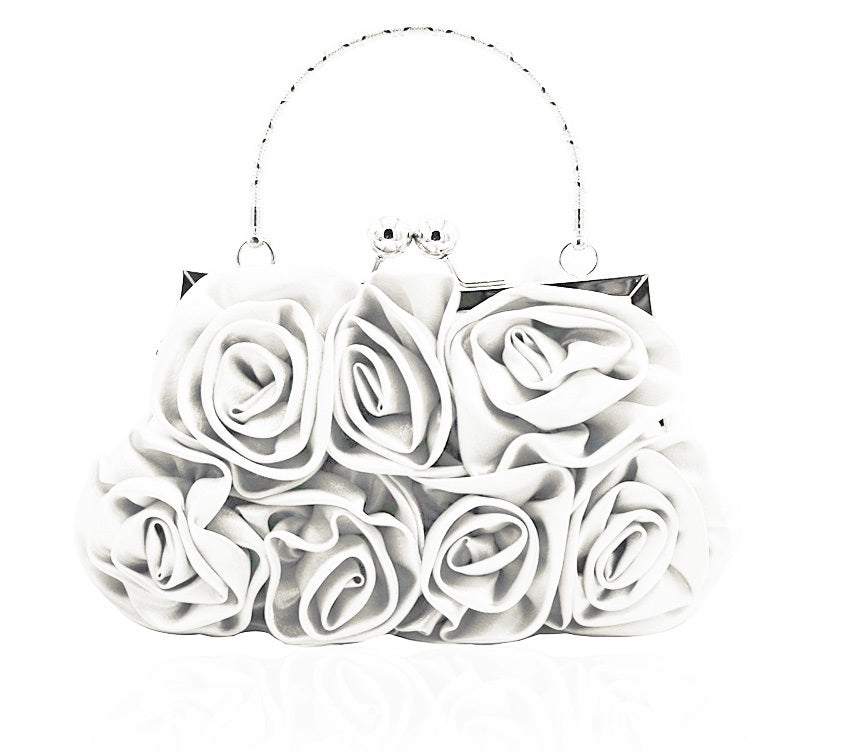 Deluxe Rose Ladies Event Evening Purse Bag (White) - Dshop.com.au