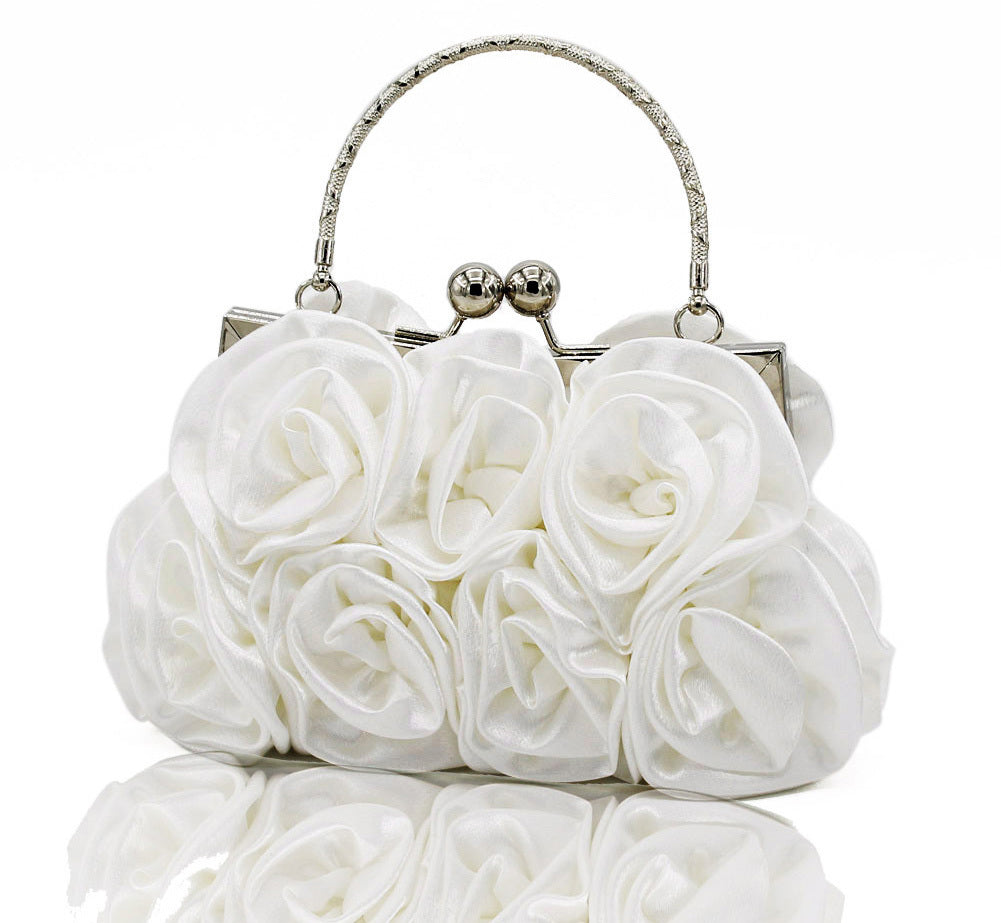 Deluxe Rose Ladies Event Evening Purse Bag (White) - Dshop.com.au