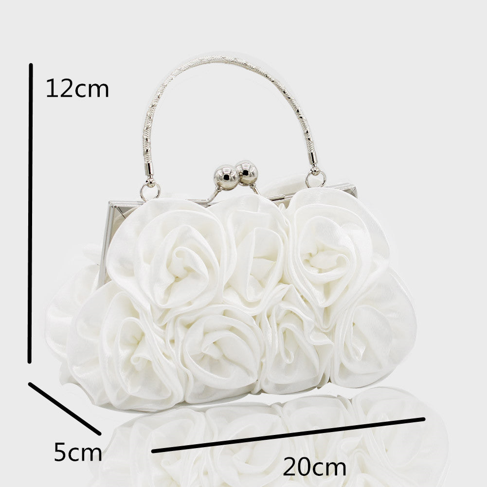 Deluxe Rose Ladies Event Evening Purse Bag (White) - Dshop.com.au