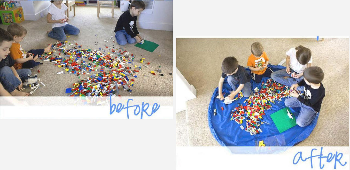 Large Toy & Lego Storage Bag & Playmate (Blue) - Dshop.com.au