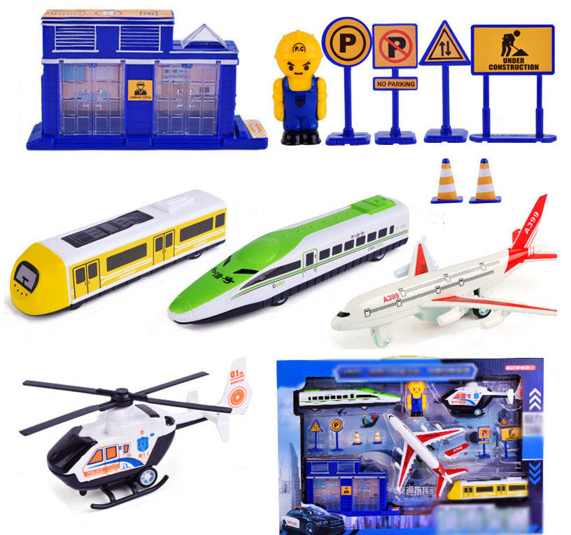 City Transport Car Plane Bus Train Helicopter Kids Toy Set - Dshop.com.au