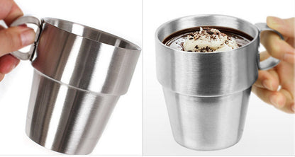 4PC Stainless Steel Camping Cups Tea/Coffee Mugs Set with Stand - Dshop.com.au