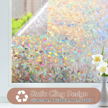 3D Window Privacy Film Frosted Glass Covering Cling Static Vinyl Decal Sticker (100cm x 45cm) - Dshop.com.au