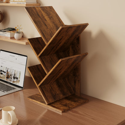 Resort 5 Shelving Rustic Bookshelf Display Cabinet Shelf Bookcase Desktop Organizer