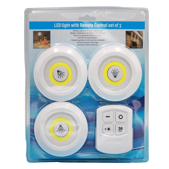 3 PC Set One Click Lights Remote & Touch Control Night Light Lamp - Dshop.com.au