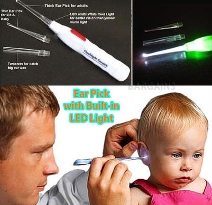 Illuminated Flashlight Earpick Wax Cleaner Remover Cleanser Ear Pick LED Light - Dshop.com.au