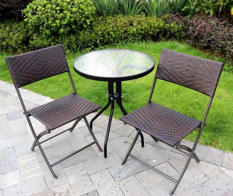 2 x Alfresco Rattan Wicker Folding Outdoor Chairs