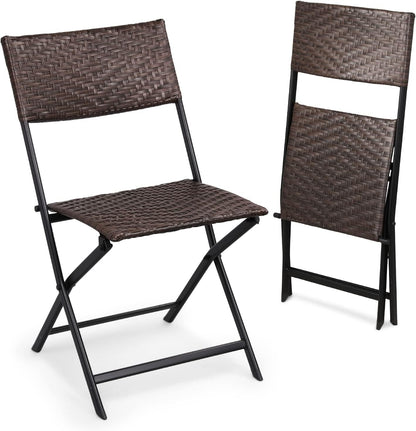 2 x Alfresco Rattan Wicker Folding Outdoor Chairs