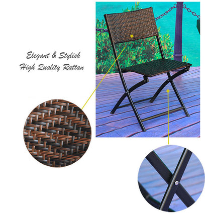 2 x Alfresco Rattan Wicker Folding Outdoor Chairs