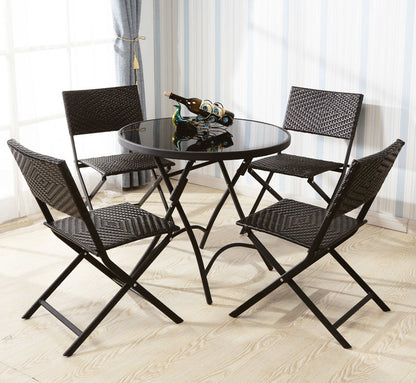 2 x Alfresco Rattan Wicker Folding Outdoor Chairs