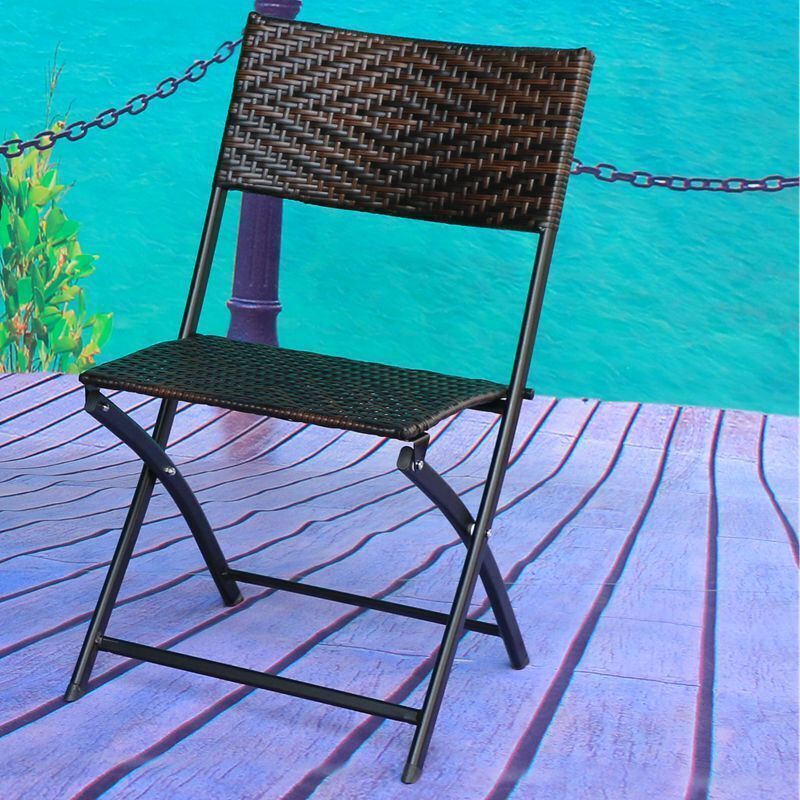 2 x Alfresco Rattan Wicker Folding Outdoor Chairs