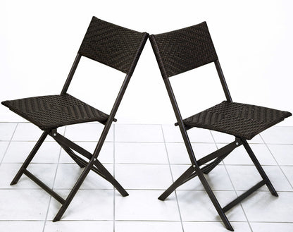 2 x Alfresco Rattan Wicker Folding Outdoor Chairs