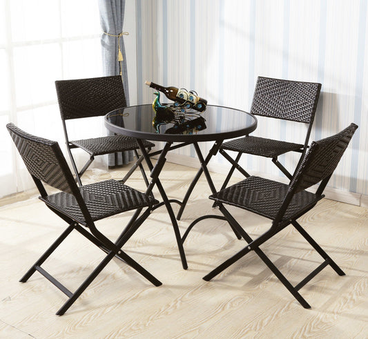 4 x Alfresco Rattan Wicker Folding Outdoor Chairs