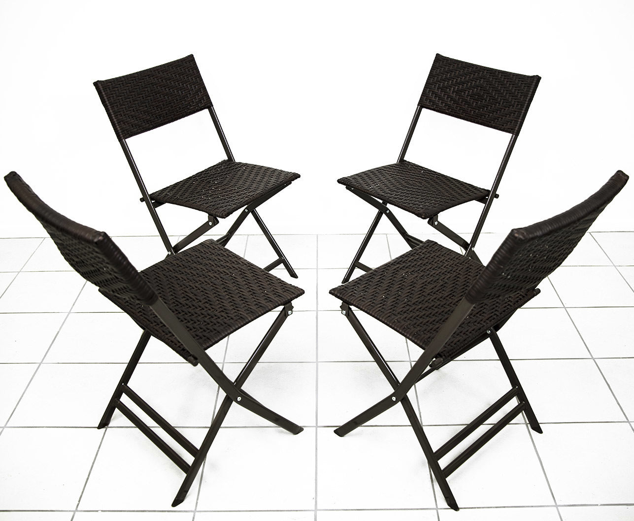 4 x Alfresco Rattan Wicker Folding Outdoor Chairs