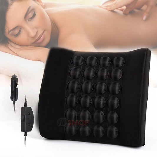 Turbo Vibration Electric Car Back Massage Cushion 12V (Black)