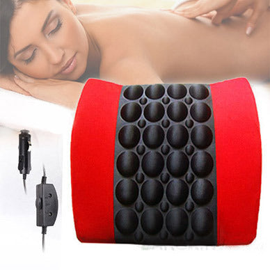 Turbo Vibration Electric Car Back Massage Cushion 12V (Red & Black)