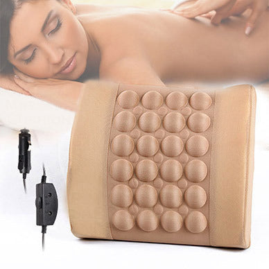 Turbo Vibration Electric Car Back Massage Cushion 12V (Beige)