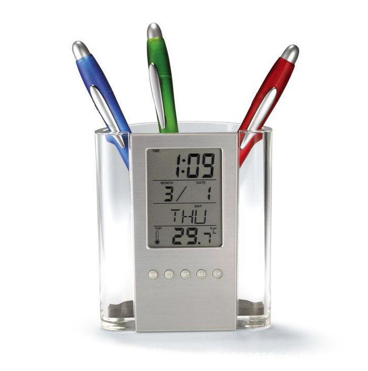 2 x Digital Calendar Pen Holder Alarm Clocks