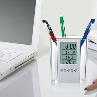 Digital Calendar Pen Holder Alarm Clock