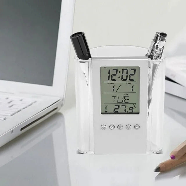 Digital Calendar Pen Holder Alarm Clock